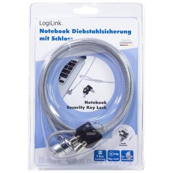 Logilink замок безопасности для ноутбука nbs003, 1.5 м, сталь, ПВХ покрытие, кодовый замок, 2 ключа (nbs003)