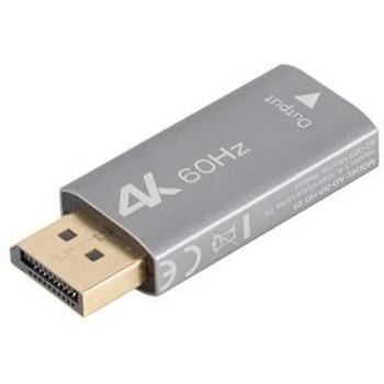 Lanberg adapteris AD-DP-HD-01, 4K(3840 x 2160), DisplayPort vīriešu, HDMI sieviešu, sudrabs (AD-DP-HD-01)