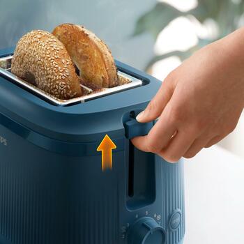 Philips Toaster HD2511/70, 830 W, 220-240 V, 50-60 Hz, 2 šķēles, Zila, Plastmasa, 0.85 m vads, 8 brūnināšanas līmeņi (HD2511/70)