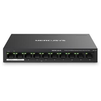 Mercusys настенный коммутатор MS110P, 10 портов, 10/100 Мбит/с, 8 PoE+ портов, 65 Вт, управляемый, черный (MS110P)