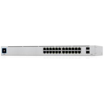Ubiquiti UniFi USW-24 сетевой коммутатор, 24x10/100/1000 Мбит/с, 2xSFP, 52 Гбит/с, 120 Вт, серебристый (USW-24)