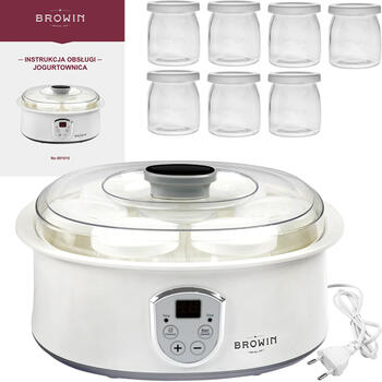 Browin Йогуртница 801015, 7 банок, 1.3 L, 20 W, 1-48 ч, 20-60 °C, сетевой шнур (801015)