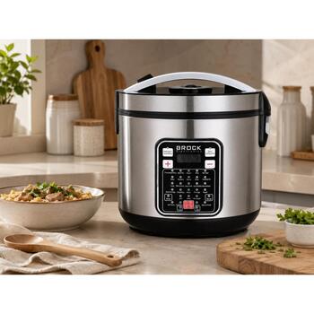 Brock MC 3203 мультиварка, 5 л, 900 Вт, 32 программы, корпус из нержавеющей стали, дисплей, таймер (MC 3203)
