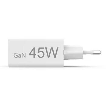 Hama 00201993 GaN зарядное устройство, 45W, 1xUSB-C, 1xUSB-A, PD/QC 3.0, белый (00201993)