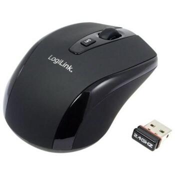 Logilink оптическая беспроводная мышь ID0031, 800/1600 dpi, 2.4 ГГц, 10 м, 3 кнопки, USB, прокрутка, Plug and Play, черная (ID0031)