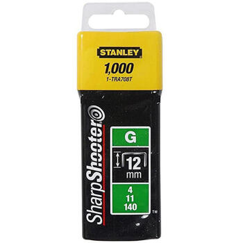 Скобы Stanley 1-TRA708T, 12мм, 11.4мм, 1000 шт, цинк-алюминий, для тяжелых работ, узкая корона (1-TRA708T)