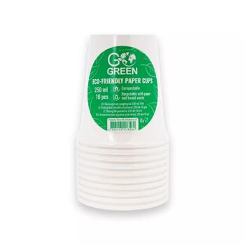 Gogreen Экологический стакан 1901358, 250ml, 10 шт., белый, компостируемый, соответствует EN 13432 (1901358)