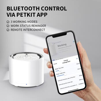 Viedā mājdzīvnieku dzirdinātava ar UVC sterilizāciju, filtrācijas sistēmu un 1.35 L ietilpību Eversweet 3 Pro Stainless Steel Balts PETKIT (P4108 UVC)