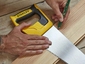 Stanley TradeCut rokas zāģis STHT20355-1, 450mm, 11 TPI, 0.85mm, tērauds, indukcijas rūdīts, 45°/90° leņķa atzīmes (STHT20355-1)