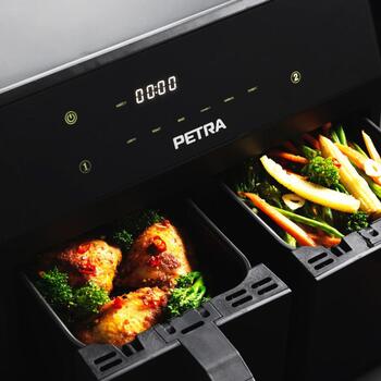 Petra Gaisa fritieris PT4750BLKVDEEU7, 2x3,7l, 1300W, elektroniskais panelis, mazgājamas daļas (PT4750BLKVDEEU7)