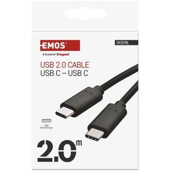 Emos Кабель для зарядки и передачи данных SM7029BL, 2 м, 100 Вт, 480 Мбит/с, черный, PVC, C-C разъемы (SM7029BL)