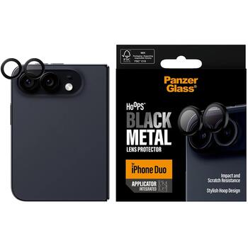 PanzerGlass Hoops | Camera Lens | Apple | iPhone Duo | Metal/Silicone | Black (PG70130)