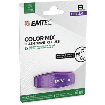 Emtec USB флешка ECMMD8GC410, 8GB, USB 2.0, 120Mbps, 40Mbps, фиолетовый, пластик (ECMMD8GC410)