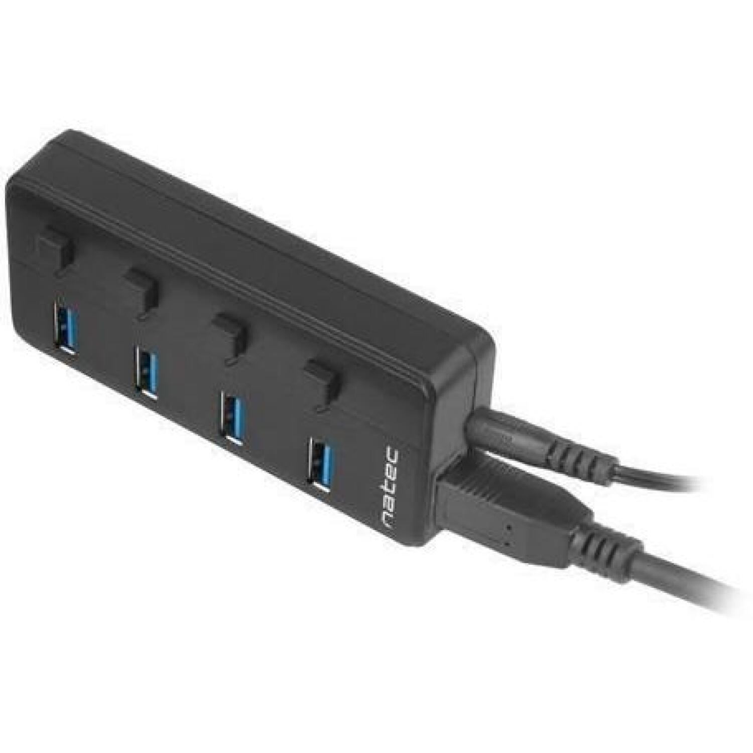 Natec USB хаб Mantis 2 NHU-1557, 4xUSB 3.0 A, 1xUSB B, 230V, переключатели, блок питания (NHU-1557)