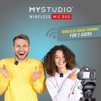 Easypix MyStudio Беспроводной Микрофон Дуо 62022, 2 канала, 2,4 ГГц, 150 м, 100 дБ SPL, 48KHz/16bit, USB-C (62022)
