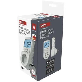 Emos Термостат МОДЕЛЬ P56601SH, цифровой, Wi-Fi, 3 680 W, 24 программы таймера, защита от детей, голосовое управление (P56601SH)