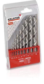 Kreator KRT012002 Urbju komplekts HSS metālam, 10 gab., 1-10mm, plastmasas kaste (KRT012002)