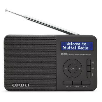 Aiwa RD-40DAB/BK портативное радио, DAB+, FM, 50+50 станций, 2 Вт RMS, Li-ion 3,7 В 2000 мАч, 16 ч работы, 3 ч зарядки, будильник (RD-40DAB/BK)