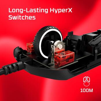 HyperX Pulsefire Haste 2 6N0A8AA, spēļu pele, USB Type-A, 26000 DPI, 650 ips, 8000 Hz, 6 pogas, balta (6N0A8AA)