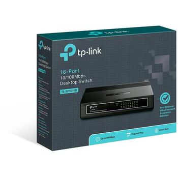 TP-LINK TL-SF1016D настольный коммутатор, 16x10/100Mbps, Auto MDI/MDIX, 2K MAC, без вентилятора, Plug and Play (TL-SF1016D)