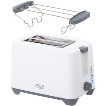 Adler Toasteris AD 3216, 750 W, 2 šķēles, plastmasas korpuss, balts, automātiskā izslēgšanās, atkausēšanas funkcija (AD 3216)