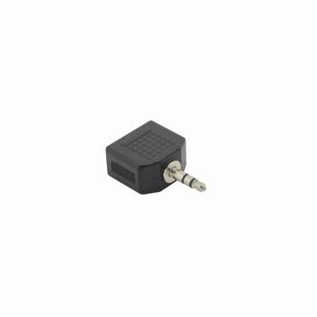 Sbox Audio adapters AD.3,5-2X3,5, 3.5mm M, 2x3.5mm F, niķelēti spraudņi, melna krāsa (AD.3,5-2X3,5)