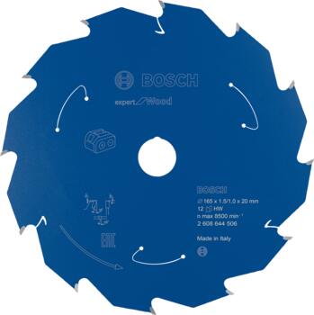 Expert for Wood 165x20x1.5/1x12T, Rokas ripzāģiem EXPERT FOR WOOD BEZVADU ZĀĢIEM PAREDZĒTS RIPZĀĢA ASMENS, 2608644506 BOSCH (2608644506)