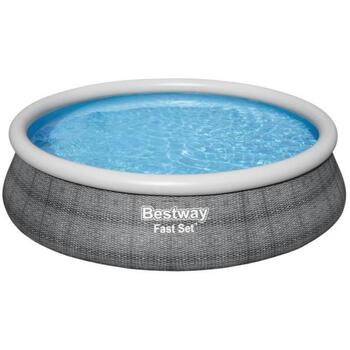 Bestway Надувной бассейн 57372, 12 362 л, 457 x 457 x 107 см, 1 бассейн, фильтровальный насос, лестница безопасности (57372)