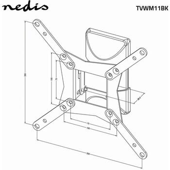 Nedis TV kronšteins TVWM11BK, 10-32 collas, 30 kg, VESA 75x75-200x200, 0-70°, 15°, melns, tērauds (TVWM11BK)