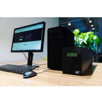 Green Cell UPS sprieguma stabilizators UPS02, 800VA, 480W, 9Ah, 2x Schuko, 1x RJ11, LCD, AVR, modificēts sinusoidāls (UPS02)