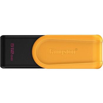 Kingston USB флешка DTXS/512GB, 512 ГБ, USB Type-A, черный/желтый, поворотный, совместим с Windows, macOS, Linux (DTXS/512GB)