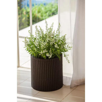 Keter Cylinder Planters S+M+L коричневый 29197934590, 3 кашпо, 28-43,4см, дренаж, имитация ротанга (29197934590)
