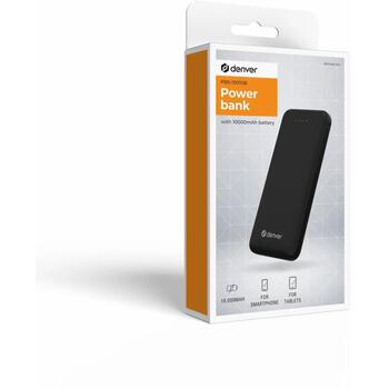 Denver Повербанк PBS-10010B КОД 117140000630, 10000mAh, 5V/2A, 2xUSB-A, LED индикатор (117140000630)