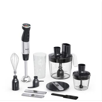 Tefal Погружной блендер HB67G830, 1000 Вт, 20 скоростей, Турбо режим, Черный/Нержавеющая сталь (HB67G830)