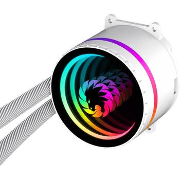 Gamemax procesora šķidruma dzesētājs ICEBURG 120 WT, 62.82 cfm, 800-2000 rpm, TDP līdz 180W, ARGB LED apgaismojums (ICEBURG 120 WT)
