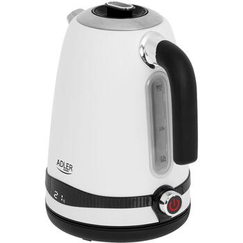 Adler Электрический чайник AD 1295w, 1.7 л, 2200 Вт, нержавеющая сталь, 360° поворотная база, белый (AD 1295w)