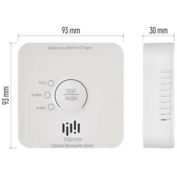 Emos CO детектор TCS0101W P56400S, 93 × 30 × 93 мм, Wi-Fi, 10 лет, 15–93 %, IP30, 2 × 1,5 V AA, Android, iOS, память тревог (P56400S)