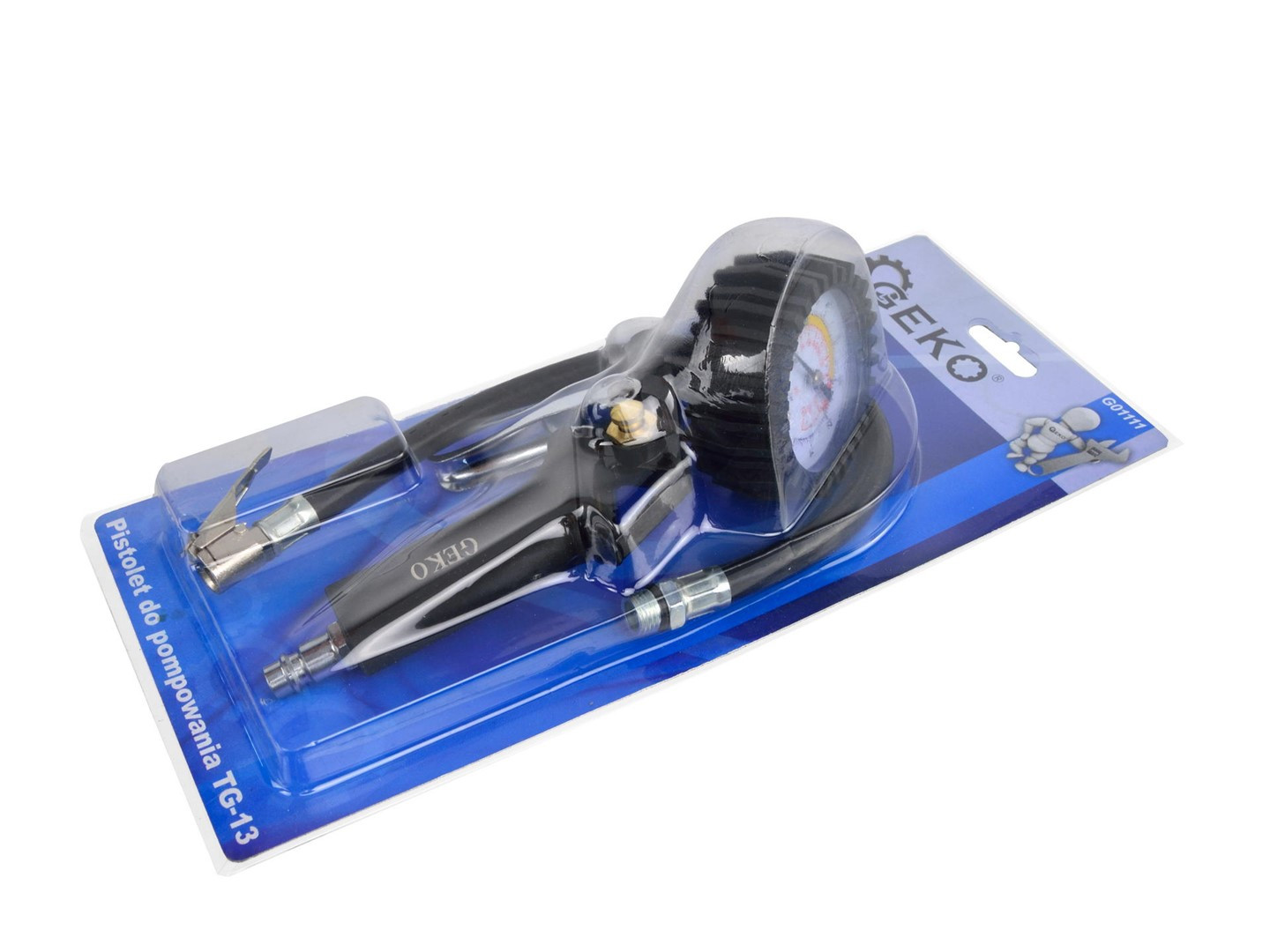 Geko riepu piepūšanas pistole ar manometru TG-13 G01111, 0-12 bar, 0-170 psi, 150 psi, 12x370 mm šļūtene, 1/4