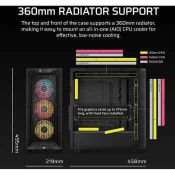 Corsair 3200D RS ARGB корпус, CC-9011346-WW, ATX, 165мм, 400мм, 180мм, 7 слотов, 1x3.5