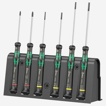 Precīzo skrūvgriežu komplekts, Wera, 05118150001, 6 daļas, Slotted un Phillips, 1.8-3.0 mm, melna apdare (05118150001)