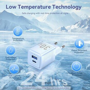 Vention lādētājs FERW0-EU 65W PD ātrā uzlāde, 3 ierīces, 2 USB-C, 1 USB-A, AC, balts (FERW0-EU)