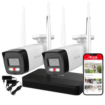 HiLook IKS-2044BH-PH/W Wi-Fi 6 комплект видеонаблюдения, 2x 4MP пулевые камеры, NVR, 2.8mm, 30m IR, IP66 (IKS-2044BH-PH/W)