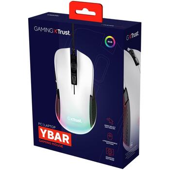 Trust USB datorpele GXT922W YBAR/24485, 7200DPI, 6 pogas, RGB apgaismojums, 2,1m kabelis (24485)