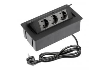 GTV мебельная розетка SOFT AE-PBSC3GS-20NN, 3xSchuko, 1,5м, 3600Вт, 220-240В, IP20, черный, алюминий (AE-PBSC3GS-20NN)