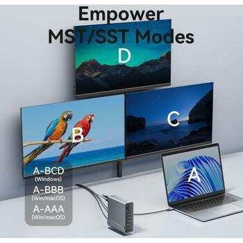 Vention док-станция TPUH0, 15-в-1, USB 3.2 Gen 2 Type-C, 100 W, 10 Gbit/s, 4K, 60 Гц, 3 монитора, 0.5 м USB кабель (TPUH0)