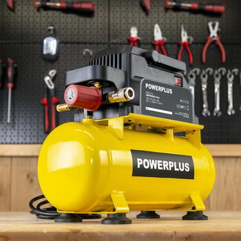 Powerplus Kompresors POWX17215, 750W, 8bar, 50l/min, 6L, Bez eļļas, Spiediena regulators, Drošības vārsts (POWX17215)