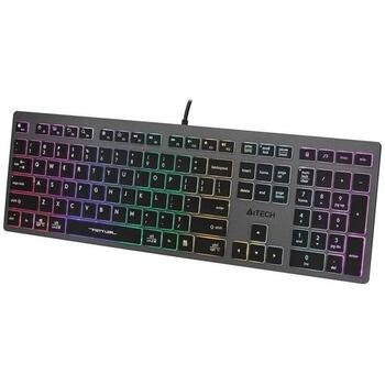 A4Tech Клавиатура FStyler FX60H A4TKLA47126, 150м, 12 мультимедийных клавиш, неоновая подсветка, 2 USB порта (A4TKLA47126)