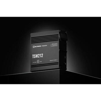 Teltonika управляемый коммутатор TSW212 8 гигабитных портов, 2 SFP порта, 20 Гбит/с, IP30, DHCP клиент, поддержка VLAN (TSW212)