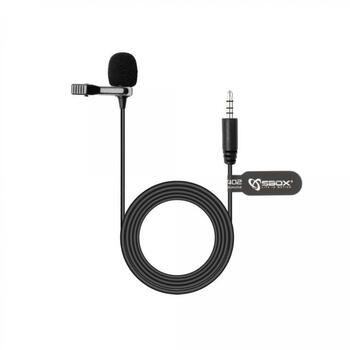 Sbox Микрофон PM-402, -30 дБ +/- 3дБ, 50 Гц - 18 кГц, 1000 Ω, 3,5 мм Jack, клипса, черный (PM-402)