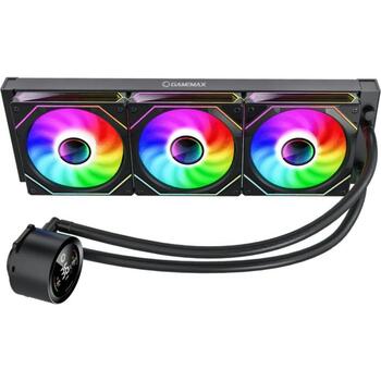 Gamemax procesora šķidruma dzesētājs ICEBURG 360 DIGITAL BK, 58.8 cfm, 800-1800 rpm, ARGB LED apgaismojums, TDP līdz 290W (ICEBURG 360 DIGITAL BK)